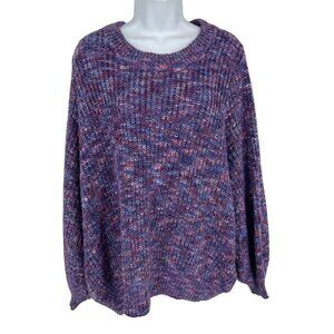 Modcloth Multicolor Acrylic & Lurex Knit Sweater W/ Balloon Sleeves Size 1X